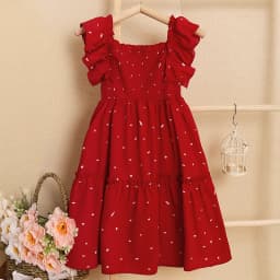 Summer Girl Clothes Sleeveless Dress Lace Cuff Suspender Dress Square Neck Polka Dot Princess Skirt Elegant Party Dress