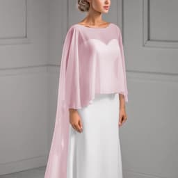 Wedding Bridal Chiffon Long Cape Dinner Party Formal Lady Cloak O-neck Prom Women Shawl Elegant High-low Wrap White Pink Black