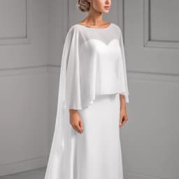 Wedding Bridal Chiffon Long Cape Dinner Party Formal Lady Cloak O-neck Prom Women Shawl Elegant High-low Wrap White Pink Black