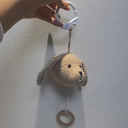 Handmade Crochet Bear Animal Head Knitting Rattle With Music DIY Baby Infant Newborn Teether Sensory Toy