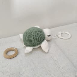 Handmade Crochet Bear Animal Head Knitting Rattle With Music DIY Baby Infant Newborn Teether Sensory Toy