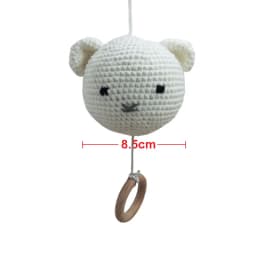 Handmade Crochet Bear Animal Head Knitting Rattle With Music DIY Baby Infant Newborn Teether Sensory Toy