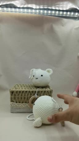 Handmade Crochet Bear Animal Head Knitting Rattle With Music DIY Baby Infant Newborn Teether Sensory Toy