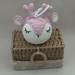 Handmade Crochet Bear Animal Head Knitting Rattle With Music DIY Baby Infant Newborn Teether Sensory Toy