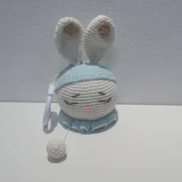 Handmade Crochet Bear Animal Head Knitting Rattle With Music DIY Baby Infant Newborn Teether Sensory Toy