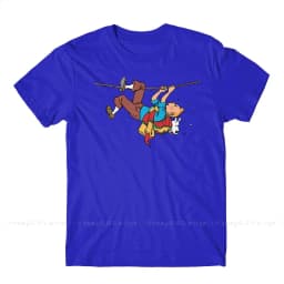 Kuifje Rope Klimbing Fashion TShirt Design Gaston Lagaffe Anime Cotton Shirt Men Unisex T-Shirt Oversize Adult Plus Size