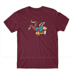Kuifje Rope Klimbing Fashion TShirt Design Gaston Lagaffe Anime Cotton Shirt Men Unisex T-Shirt Oversize Adult Plus Size