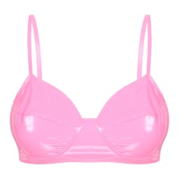 Womens Sexy Belly Dancing Clubwear Wetlook Glossy Patent Leather Bra Top Lingerie Nightclub Rave Outfit Pole Dance Bra Brassiere