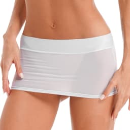 Womens Semi See-through Miniskirt Cover Ups Beachwear Solid Color Block Low Rise Sexy Pencil Mini Skirts Female Sexy Nightwear