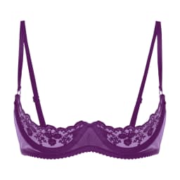 Women's Sheer Lace Lingerie Sexy Half Cup Bare Breast Underwire Push Up Bra Tops Adjustable Straps Unlined Brassiere