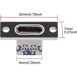 USB 3.1 Type C Socket with Screw Fixing Plate Type-C USB Jack 3.1 Type-C 4Pin 2Pin Female Connector Jack Charging Port