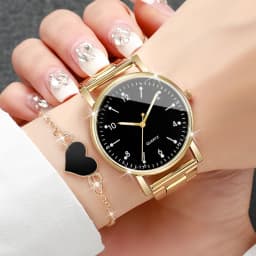 2/4PCS Fashion Arabic Dial Women Watches Simple Quaretz Wristwatch with Bracelets Set Reloj Mujer(Without Box)