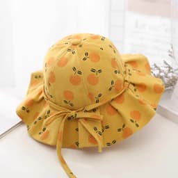 Sweet Baby Summer Hat for Girls Cotton Fruit Print Kids Bucket Hats Bowknot Princess Children Sun Cap Beach Travel 1-3Y