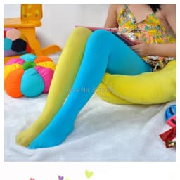 Girls Candy Color Tights for Baby Kids Cute Velvet Pantyhose Contrast Combination Color Girl Spring/Autumn Warm Dance Stockings