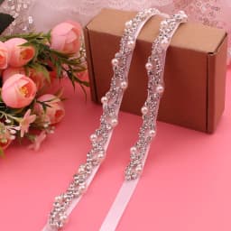 YJWSXF Handmade Beaded Wedding Belt Silver Crystal Rhinestone Elegant Luxurious Bridesmaid Accessory