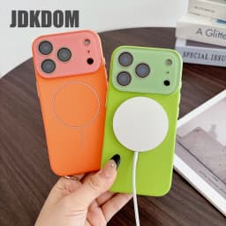 JDKDOM Litchi Leather Texture Magnetic Case For iPhone 18 17 Air 16 15 14 Plus 13 12 Pro Max Shockproof Wireless Charging Cover
