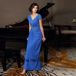 Yipeisha Strapless Beach Beaded Short Sleeve Mother Of Bridal Dress for Women Pleat Jersey Customized Summer Wedding Party Gowns