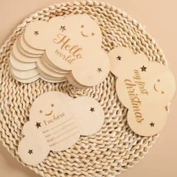 8pc/set Wooden Baby Milestone Card For Newborn Cute Cloud Shape Photography Props Accessories Month Cards Sticker Newborn Gifts