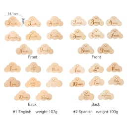 8pc/set Wooden Baby Milestone Card For Newborn Cute Cloud Shape Photography Props Accessories Month Cards Sticker Newborn Gifts