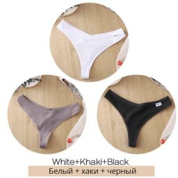 3Pcs/Set Women Cotton Thongs Panties Sexy Low Waist G-String Briefs Ladies Brazilian Lingerie Girls Breathable Intimates Bikini