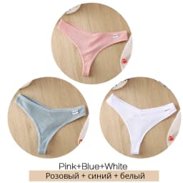 3Pcs/Set Women Cotton Thongs Panties Sexy Low Waist G-String Briefs Ladies Brazilian Lingerie Girls Breathable Intimates Bikini