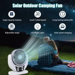 2pcs solar-powered multifunctional fan, LED emergency light bulb, USB charging, night light feature, can charge mobile phones