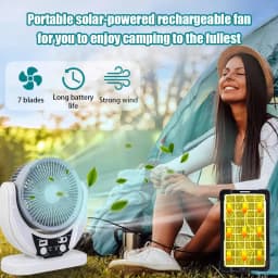 2pcs solar-powered multifunctional fan, LED emergency light bulb, USB charging, night light feature, can charge mobile phones