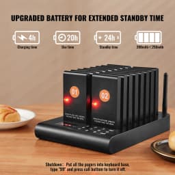 SucceBuy Restaurant Pager System Wireless Range Lineup Waiting Queue Signal Guest Customer Calling Beepers w/Vibration &Flashing