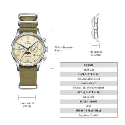 Seakoss 40mm1963 MultiFunction Men's Automatic Watches Calendar Week Month Sapphire Glass Nylon Strap 1963 Pilot Mechanical Watch