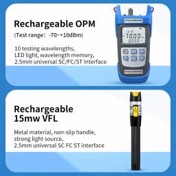 Fiber Optic Tool Kit With S-6C Fiber Cleaver Optical Power Meter(OPM) 15mw Visual Fault Locator(VFL) Fiber Stripper FTTH Tools