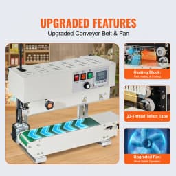 SucceBuy Vertical Band Sealer 6-12 mm Seal Width Continuous Bag Band Sealing Machine for 0.02-0.8 mm Plastic Bags Films Packing