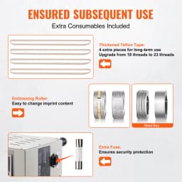 SucceBuy Vertical Band Sealer 6-12 mm Seal Width Continuous Bag Band Sealing Machine for 0.02-0.8 mm Plastic Bags Films Packing