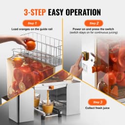 SucceBuy Commercial Orange Juicer Machine Automatic Juice Extractor Stainless Steel Orange Squeezer with Pull-Out Filter Box