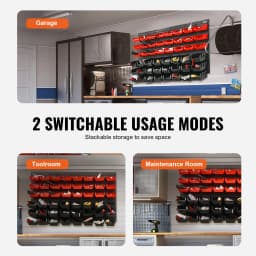 SucceBuy 48pcs Parts Storage Bins Wall Mounted Garage Containers with Wall Panels Tool Organizer for Nuts Bolts Screws Nails