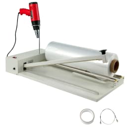 SucceBuy 12/18/24in Shrink Wrap Sealer Laminating Machine W/ Heat Gun 1800W Film Available Roll For PVC POF Film Books Toys Food