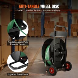 SucceBuy Banding Strapping Cart 8"/16" Core Size Strapping Dispenser with Anti-Retreat Pulleys for PET/PP/Fiber Strapping Coils