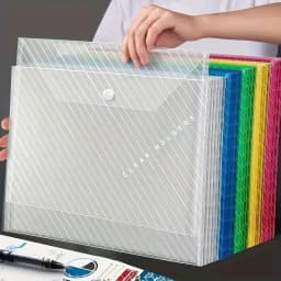 5 Foldable File Bags with Mixed Colors, Simple and Foldable, Transparent Folder, Suitable for Offices, Schools, and Homes