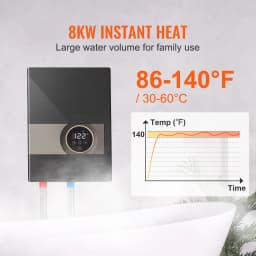 SucceBuy Instant Water Heater 8/13.8/18kw On Demand Electric Water Boiler Digital Temperature Display & Easy Installation