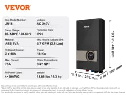 SucceBuy Instant Water Heater 8/13.8/18kw On Demand Electric Water Boiler Digital Temperature Display & Easy Installation