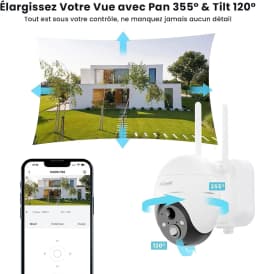 ieGeek 5MP Wireless Outdoor WiFi Surveillance Camera, Solar Camera, 360 Degree Camera, Human PIR Detection, Colour Night Vision