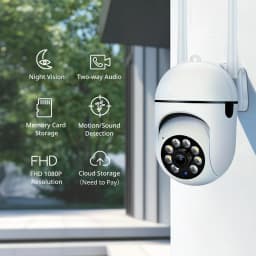 2PC EaseLife APP 1080P WiFi Security Camera Indoor/Outdoor Color Night Vision 2-Way Audio 360° Pan/Tilt/Zoom Motion Tracking & Home Security