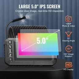SucceBuy Endoscope Camera Dual Lens Borescope 5" Screen 1080P Inspection Camera with LED Lights Waterproof for Auto Plumbing