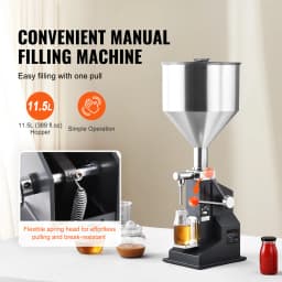 SucceBuy 5-100ml /5-50ml Manual Paste Liquid Filling Machine with Hopper Adjustable Bottle Filler for Milk Water Shampoo Honey