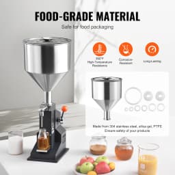 SucceBuy 5-100ml /5-50ml Manual Paste Liquid Filling Machine with Hopper Adjustable Bottle Filler for Milk Water Shampoo Honey
