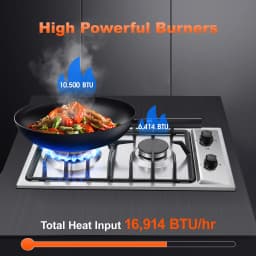12 Inch 2-Burner Dual Fuel NG/LPG Gas Stove | Built-in for RV, Camping & Kitchen | Thermocouple Protection | Stainless Steel