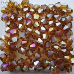 Isywaka Red Half AB 100pcs 4mm Bicone Austria Crystal Beads Charm Glass Beads Loose Spacer Bead for DIY Jewelry Making