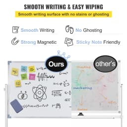 SucceBuy Mobile Magnetic Whiteboard 36 x 24 Inch Double Sided 360 Degree Reversible Rolling Dry Erase Board Height Adjustable