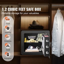 SucceBuy 1.2Cubic Feet Electronic Safe Deposit Safe Box W/ Digital Access & Override Keys for Money Gun Jewelry Document Home
