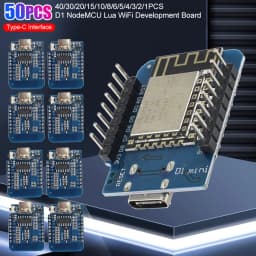 50-1PCS ESP-12F ESP8266 D1 Mini WIFI Development Board NodeMCU Lua IOT Wifi Welded Boards Type-C Interface Soldered Pin Module