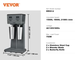 VEVOR Milk shake 375W x 2 Maker Electric Milkshake Machine Commercial Double Heads Drink Mixer Blender